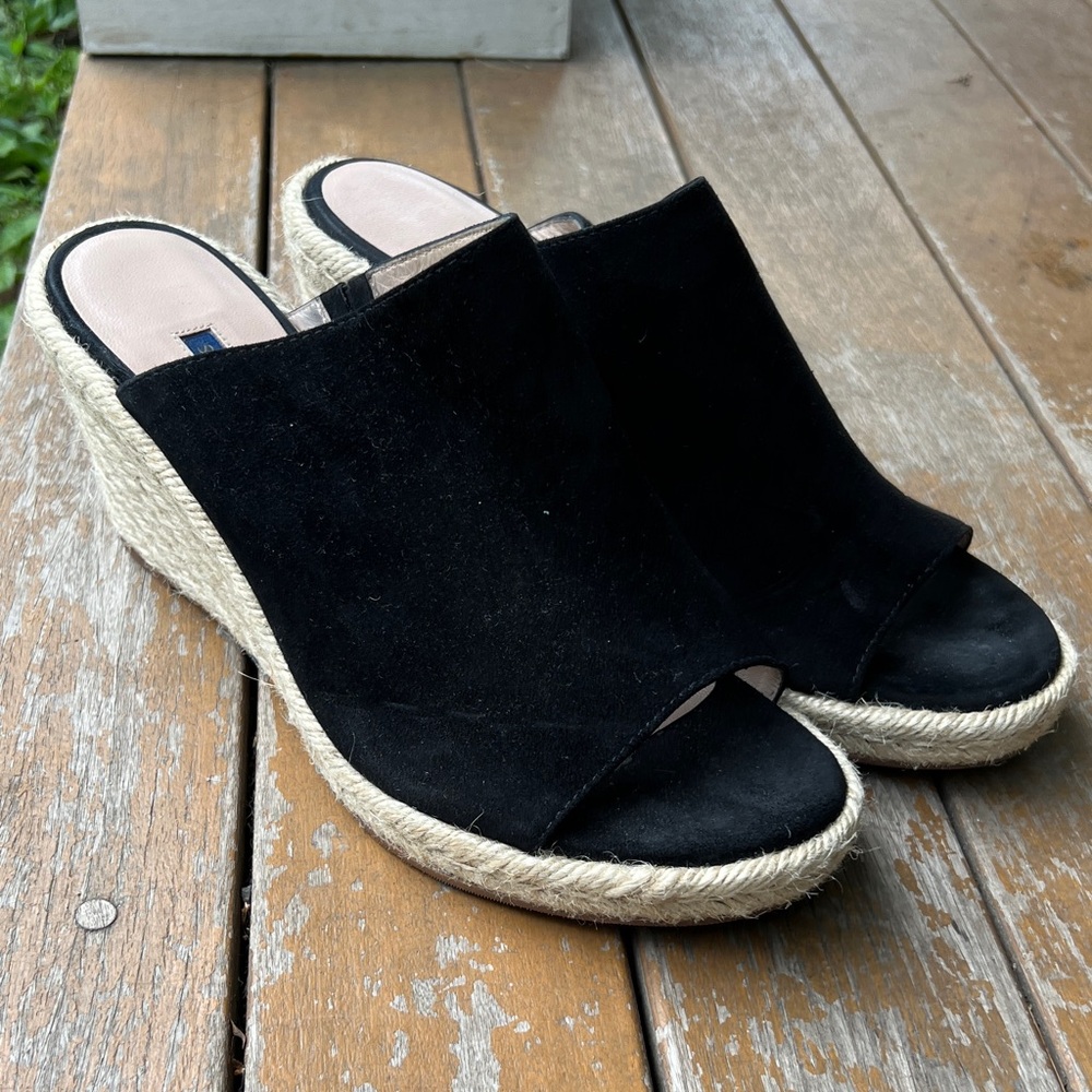 Stuart Weitzman Black Wedge Espadrilles